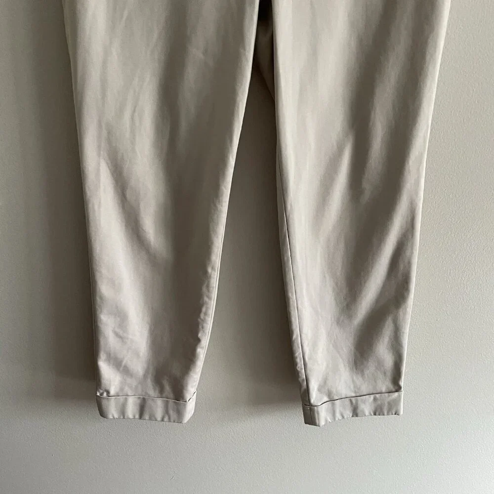 Express Women M Beige Stretch Knit Pockets Pull-On High Rise Cuffed Ankle Pants